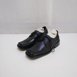 HOANG-DZA 75 NBO-GIA-TO-DN Men's Black Leather Dress Shoes Size 41 Square Toe